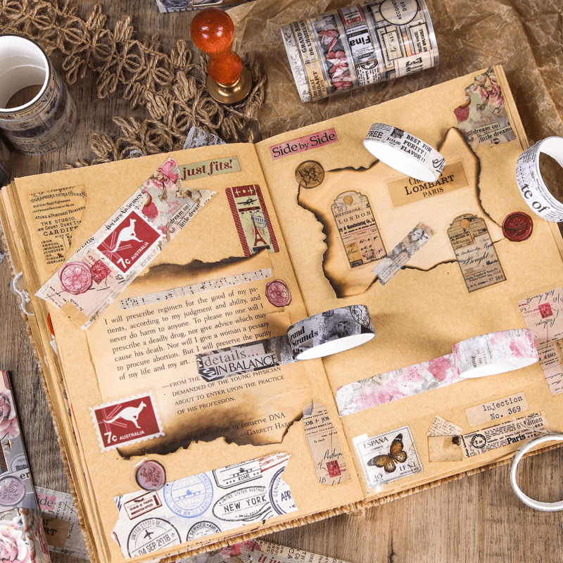 Vintage Collectible Stamps - Vintage Butterfly Stamp Washi Tape Set,
