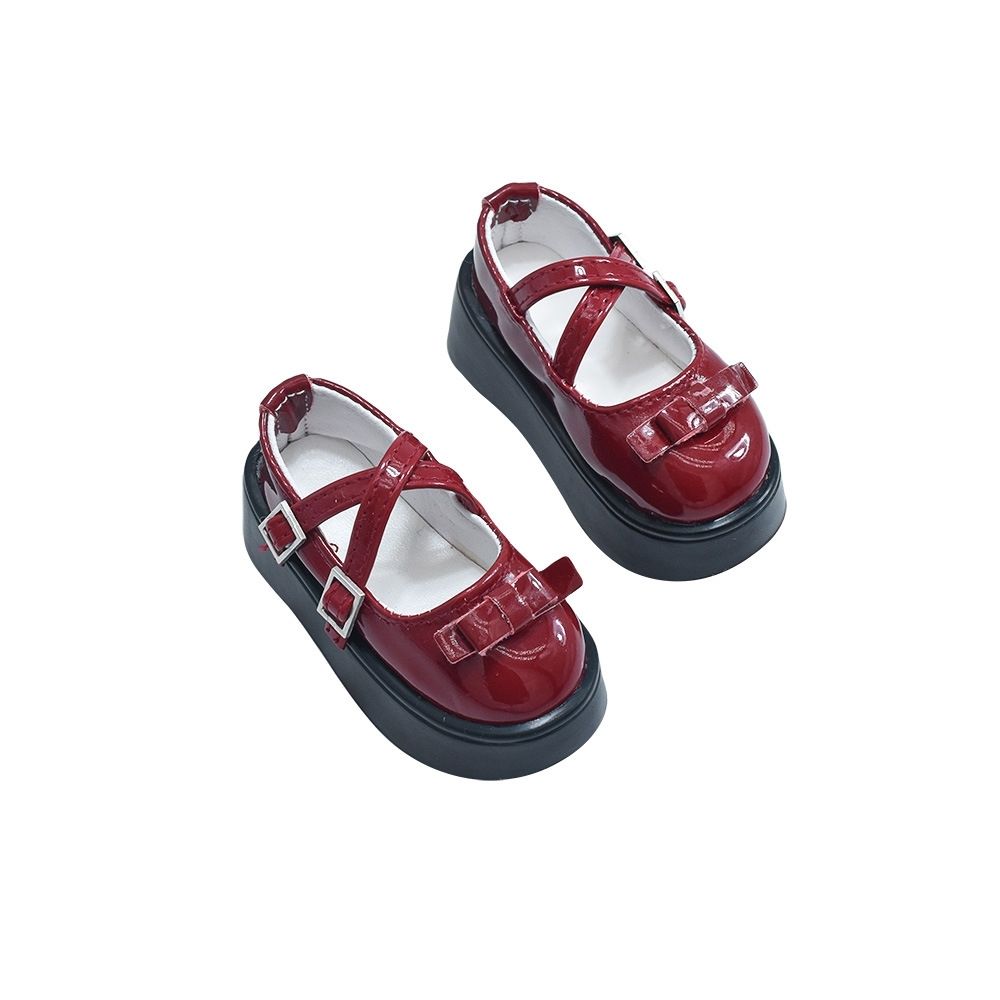 Vintage Collectible Shoes - Wine Red Bow Platform Mary Jane