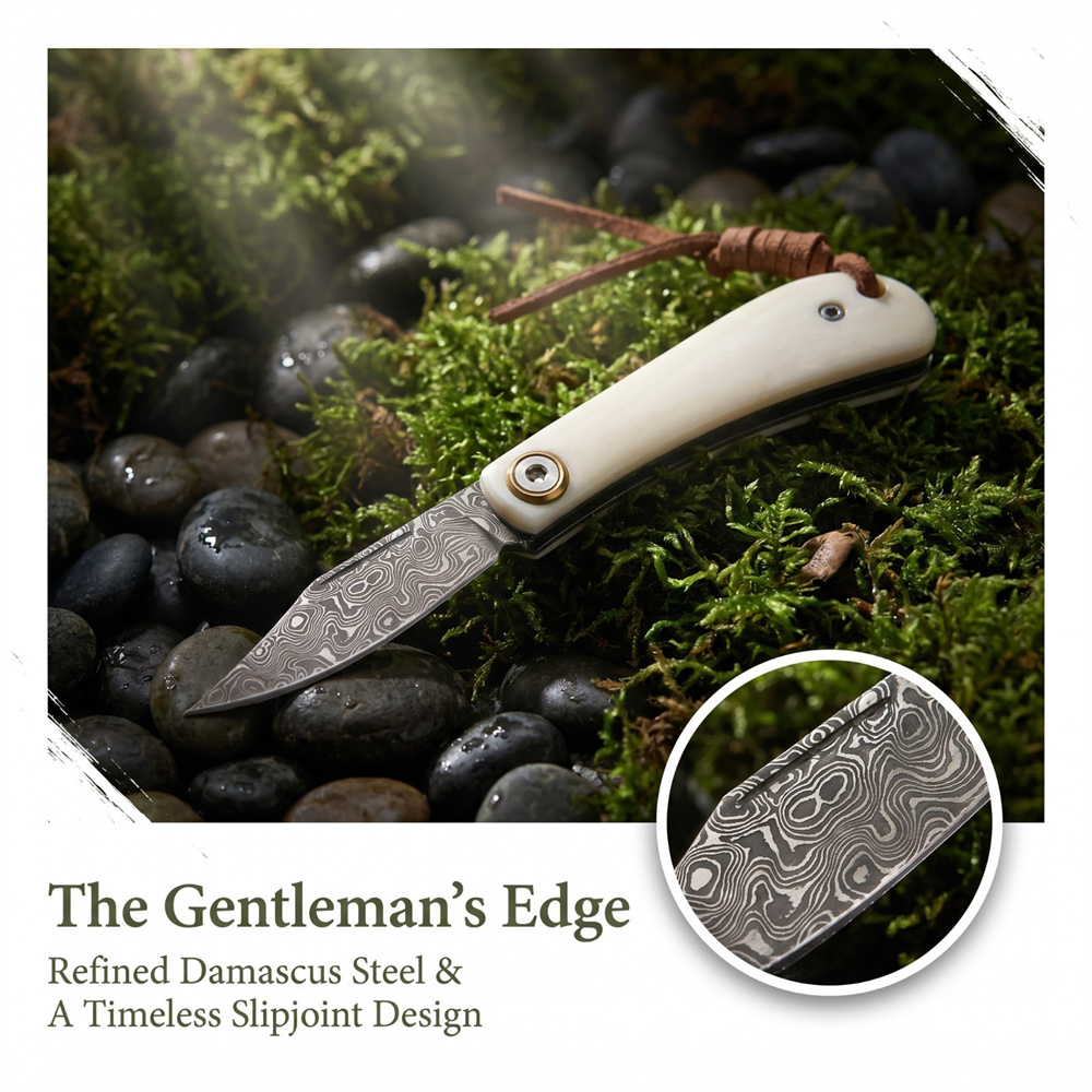Compact Vintage EDC Damascus F - Vintage Collectible Knives recension och pris